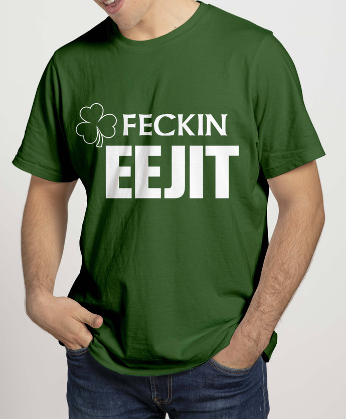 FECKIN EEJIT Mens T-Shirts Cara Craft S BOTTLE GREEN 
