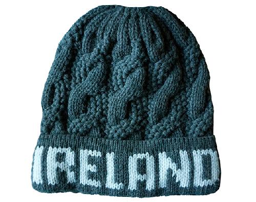 IRELAND TEXT KNITTED CAPS/HATS Cara Craft CHARCOAL 