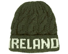 Load image into Gallery viewer, IRELAND TEXT KNITTED CAPS/HATS Cara Craft MOSS GREEN 
