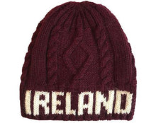 Load image into Gallery viewer, IRELAND TEXT KNITTED CAPS/HATS Cara Craft BURGUNDY 
