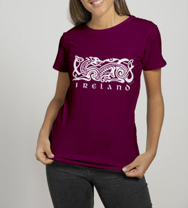 CELTIC DOG V2 Ladies T-Shirts Cara Craft S BURGUNDY 