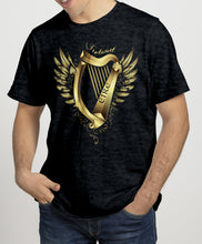 Load image into Gallery viewer, IRELAND HARP WINGS Mens T-Shirts Cara Craft S BLACK 
