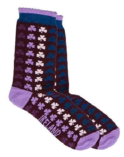 MULTI SHAMROCK Socks Cara Craft BURGUNDY 