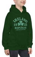 Load image into Gallery viewer, EMBOSSED SHAMROCK Children Classic Hoodie Cara Craft 7-8 BOTTLE GREEN 
