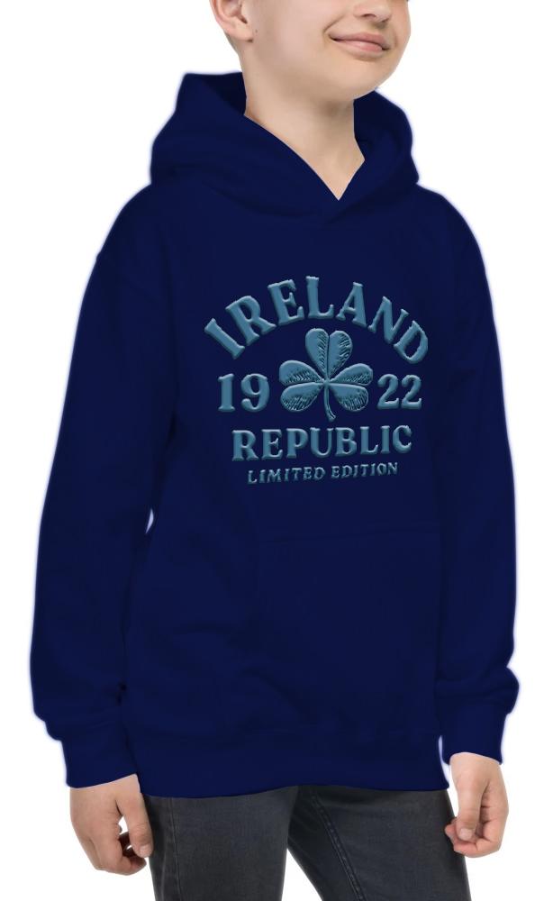 EMBOSSED SHAMROCK Children Classic Hoodie Cara Craft 7-8 NAVY 