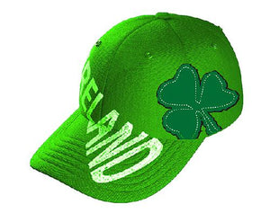IRELAND TEXT SHIELD CAPS/HATS Cara Craft KELLY GREEN 