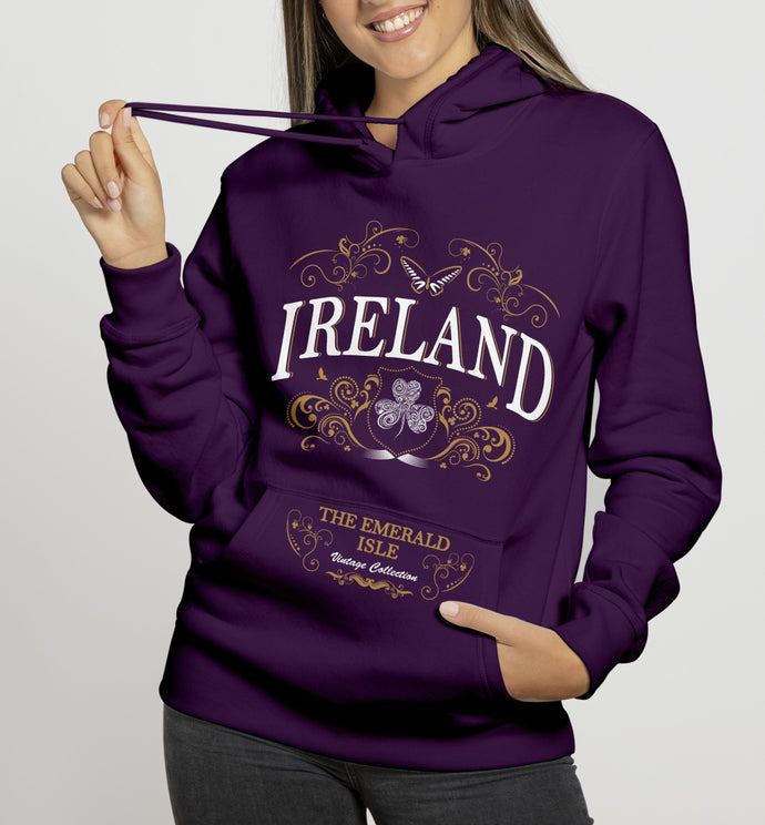 IRELAND ORNATE BUTTERFLY LADIES HOODIES Cara Craft S PLUM 