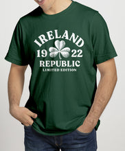 Load image into Gallery viewer, IRELAND DISTRESSED SHAMROCK Mens T-Shirts Cara Craft S BOTTLE GREEN 
