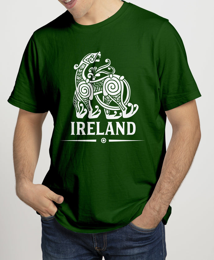 CELTIC WOLFHOUND Mens T-Shirts Cara Craft S BOTTLE GREEN 