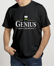 Load image into Gallery viewer, GENIUS WHEN DRINKING Mens T-Shirts Cara Craft S Black 
