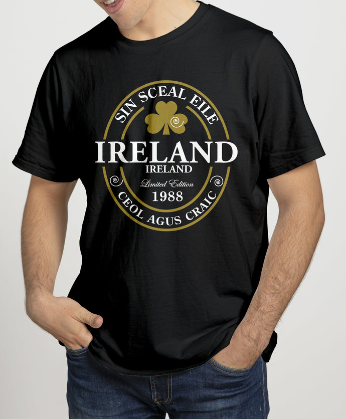 IRELAND LABEL 88 Mens T-Shirts Cara Craft S BLACK 