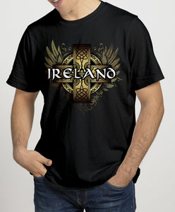 IRELAND CELTIC WINGS Mens T-Shirts Cara Craft S BLACK 