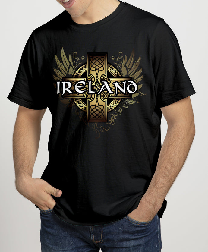 IRELAND CELTIC WINGS Mens T-Shirts Cara Craft S BLACK 