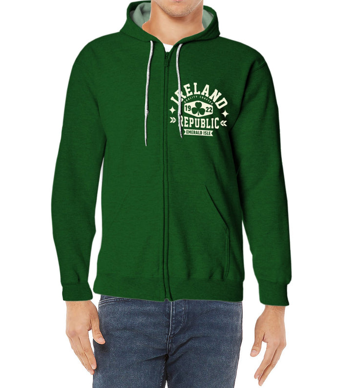 IRELAND REPUBLIC SHAMROCK Men Hoodies Cara Craft XS BOTTLE GREEN 