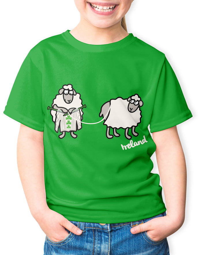 SHEEP KNITTING Children Classic T-Shirt Cara Craft 3-4 Kelly Green 