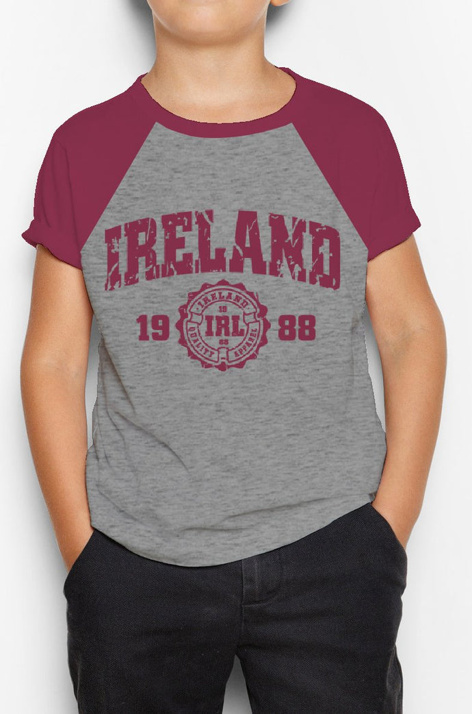 IRELAND APPAREL 88 Children Classic T-Shirt Cara Craft BURGUNDY 3-4 