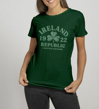 Load image into Gallery viewer, EMBOSSED SHAMROCK Ladies T-Shirts Cara Craft S BOTTLE GREEN 
