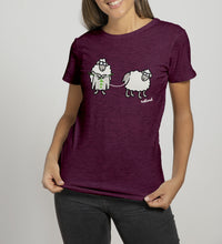 Load image into Gallery viewer, SHEEP KNITTING Ladies T-Shirts Cara Craft S BURGUNDY 
