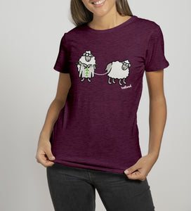 SHEEP KNITTING Ladies T-Shirts Cara Craft S BURGUNDY 