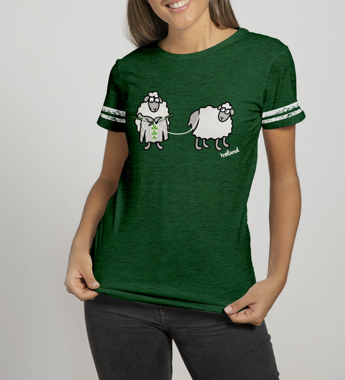 SHEEP KNITTING Ladies T-Shirts Cara Craft S BOTTLE GREEN 