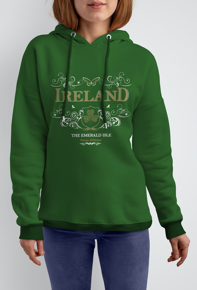 IRELAND ORNATE BUTTERFLY LADIES HOODIES Cara Craft S GREEN 