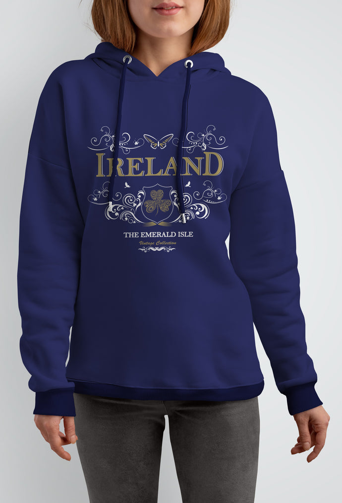 IRELAND ORNATE BUTTERFLY LADIES HOODIES Cara Craft S NAVY BLUE 